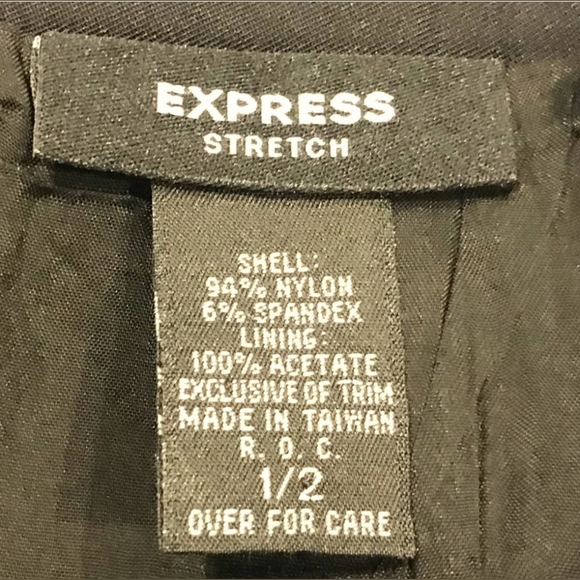 Express Stretch Black Skirt w Slit Sz 1/2 - Picture 6 of 8